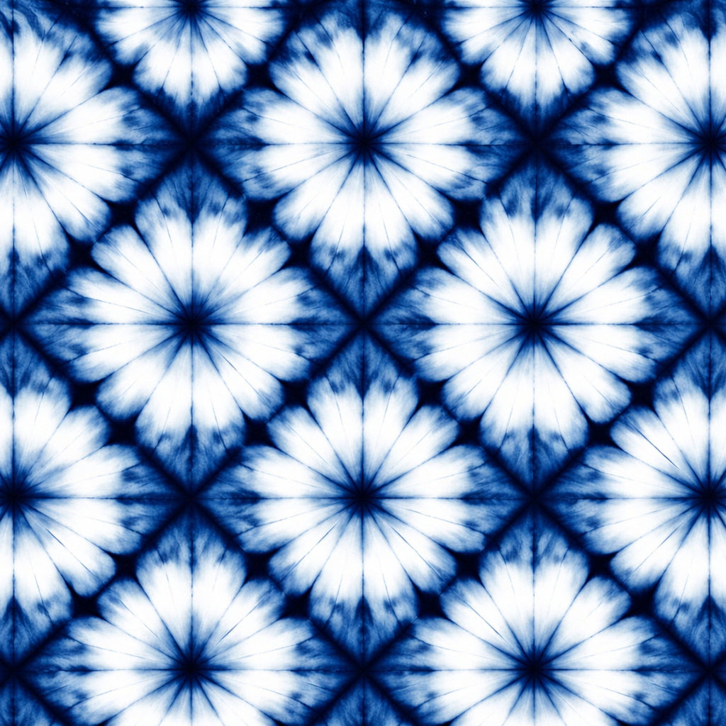 Cobalt Batik Blooms Pattern 22 Fleece Fabric