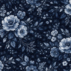 Cobalt Batik Blooms Pattern 29 Fleece Fabric
