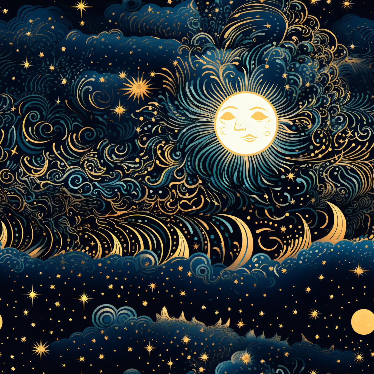 Gilded Nightfall Pattern 3 Fleece Fabric