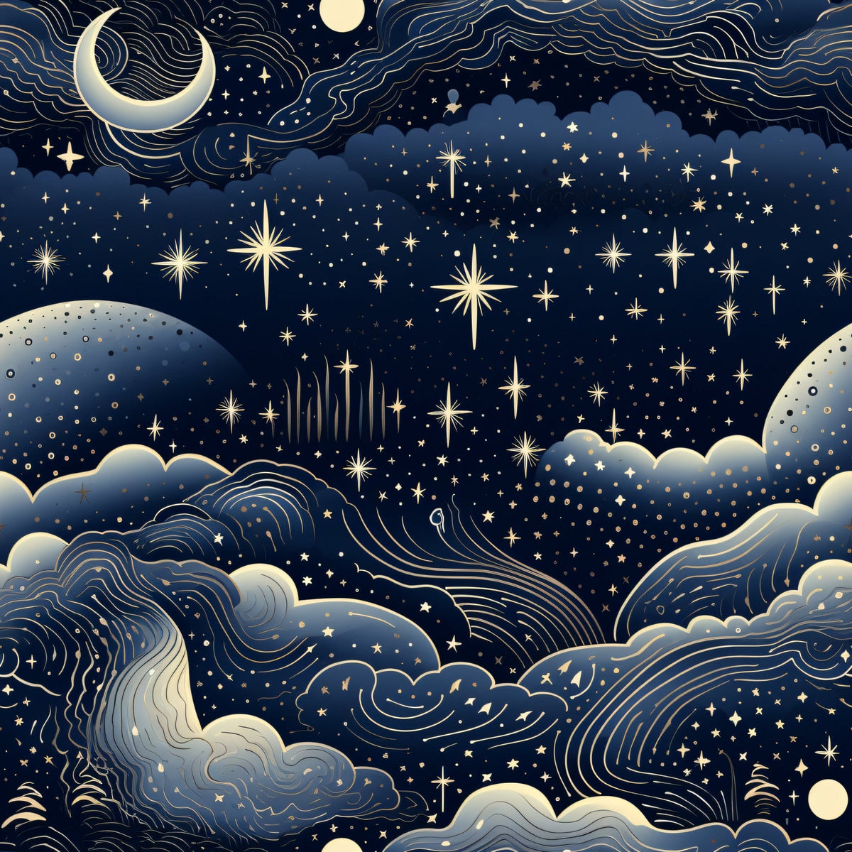 Gilded Nightfall Pattern 7 Fleece Fabric