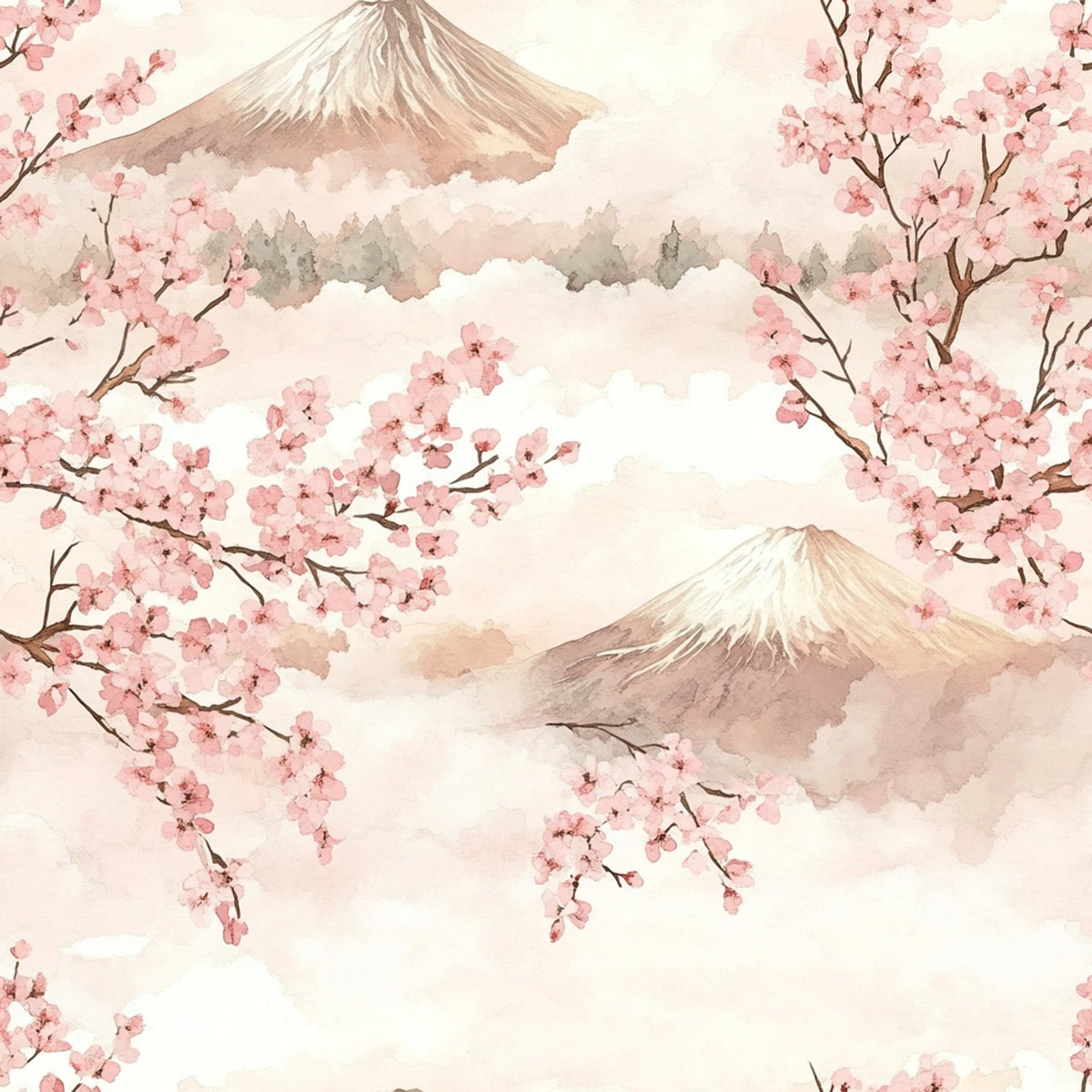 Sakura Summit Pattern 4 Fleece Fabric