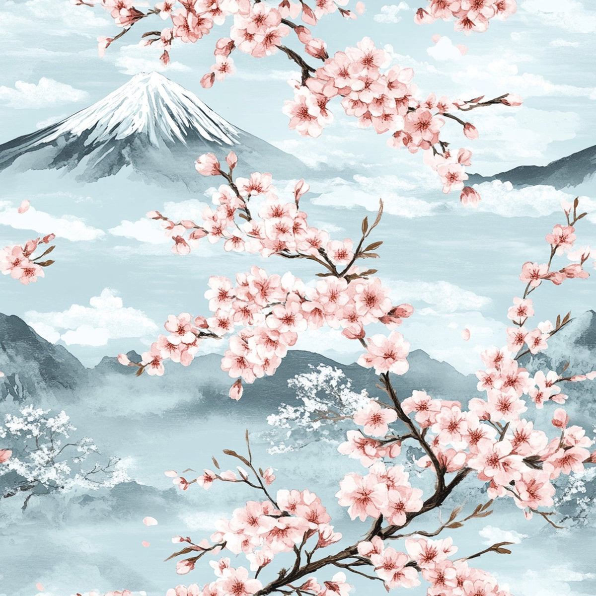 Sakura Summit Pattern 6 Fleece Fabric