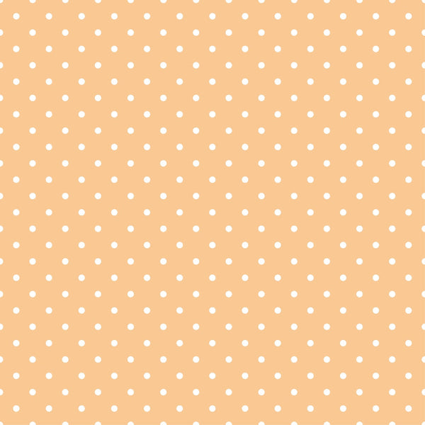 peach background, white polka dots, small circles, geometric pattern,, fabric panel, kawaii style, halloween theme, cute cats, orange tone, repeating dots, craft fabric, sewing material, autumn colors, playful design, japanese inspired, seasonal fabric, cotton material