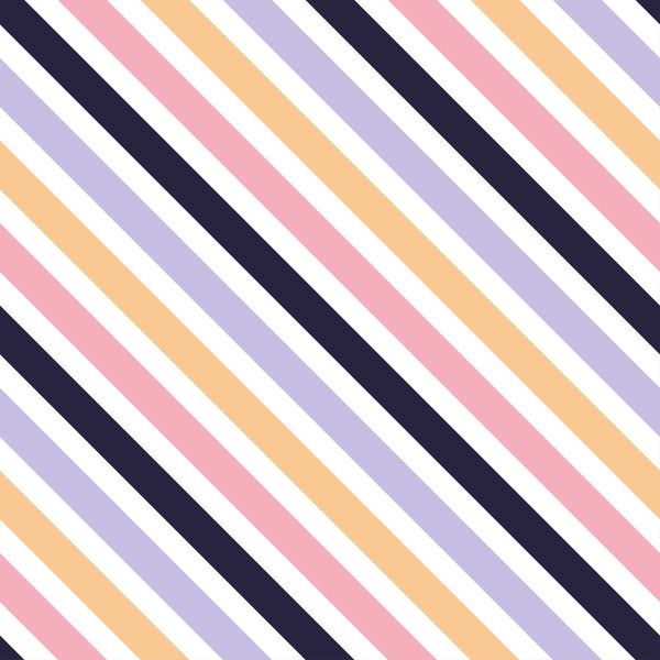 diagonal stripes, purple, pink, peach, navy blue, white, geometric pattern, striped design,, fabric panel, pastel colors, diagonal lines, repeating pattern, crafting material, sewing fabric, cotton fabric, soft palette, striped fabric, geometric design