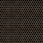 honeycomb pattern, geometric hexagons, golden yellow, black background, bee-inspired, nature motif,, fabric panel, repeating pattern, hexagonal grid, apiary theme, beehive structure, craft fabric, sewing material, contemporary design, insect theme, symmetrical pattern, tessellation, bright contrast, quilting project