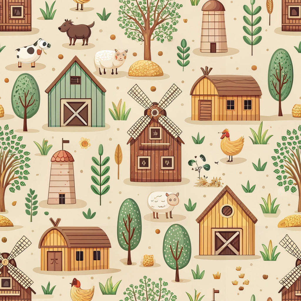 Countryside Charm Pattern 1 Fleece Fabric