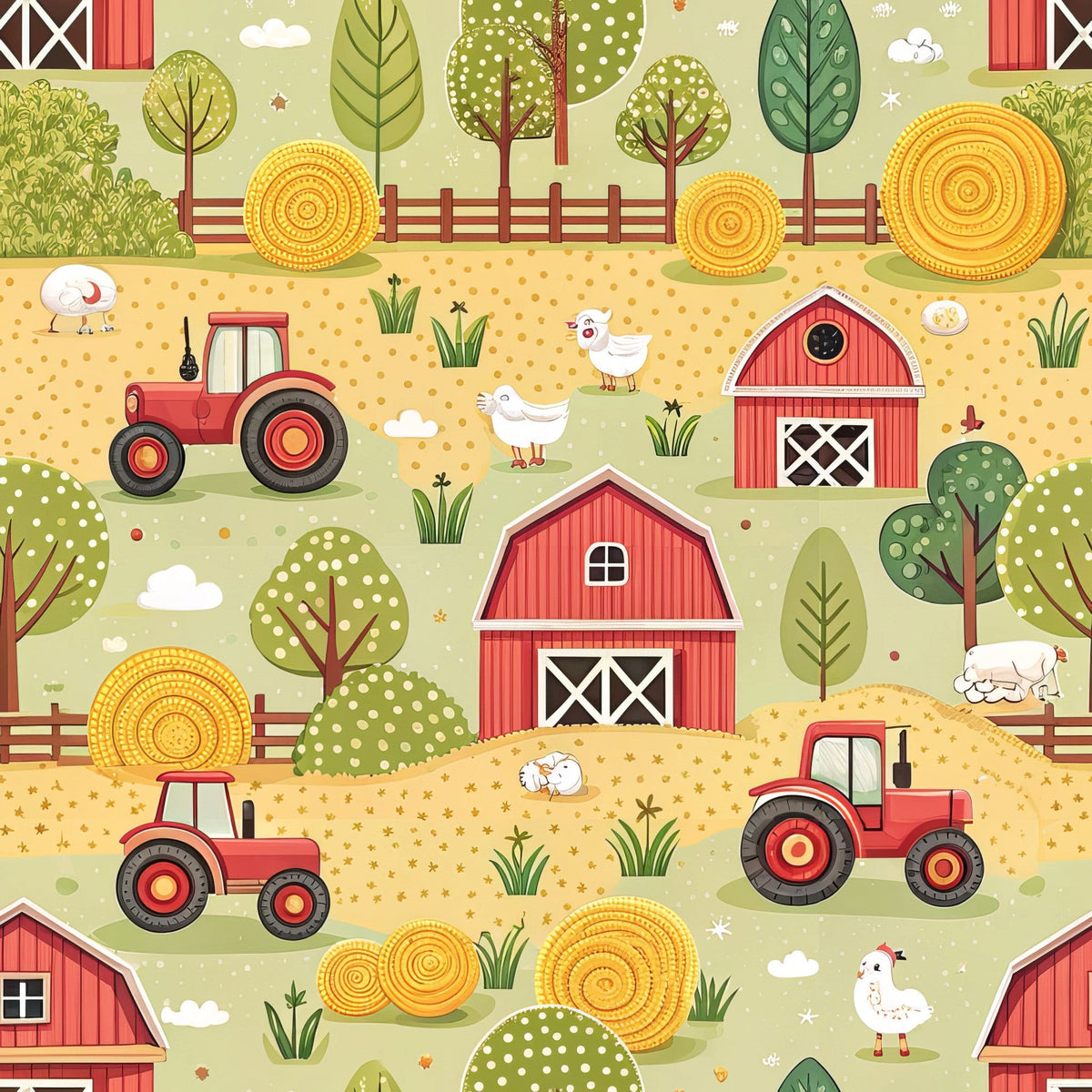 Countryside Charm Pattern 2 Fleece Fabric