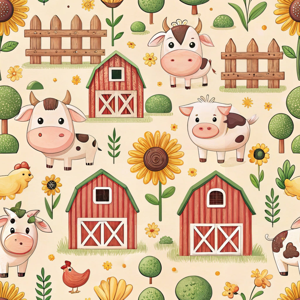 Countryside Charm Pattern 4 Fleece Fabric