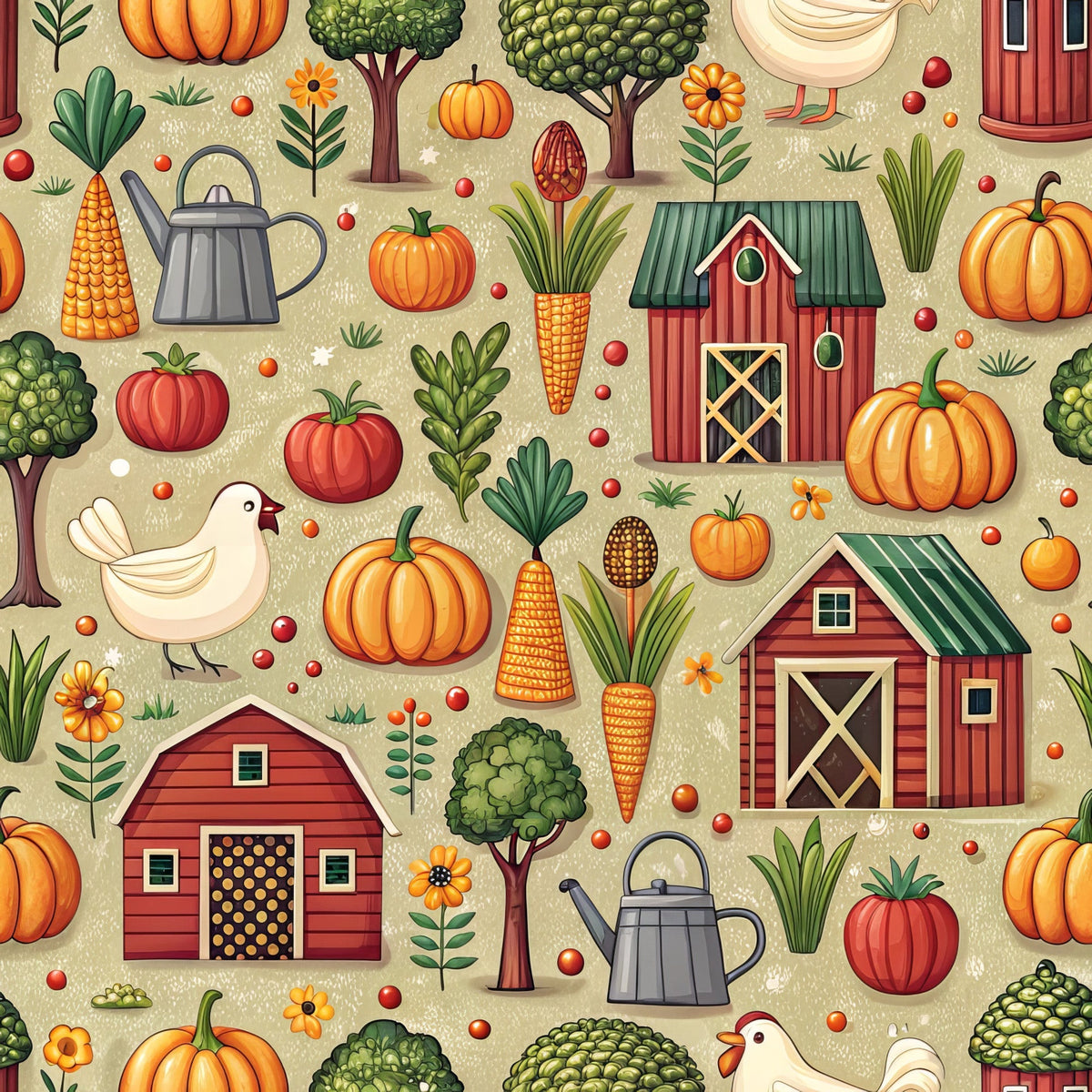 Countryside Charm Pattern 8 Fleece Fabric