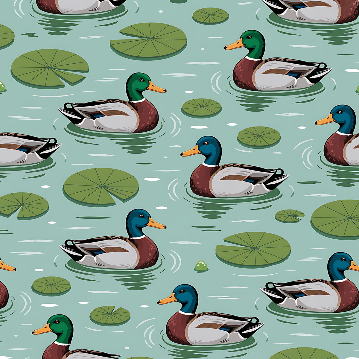 Drakes and Lilies Pattern 10 Fleece Fabric