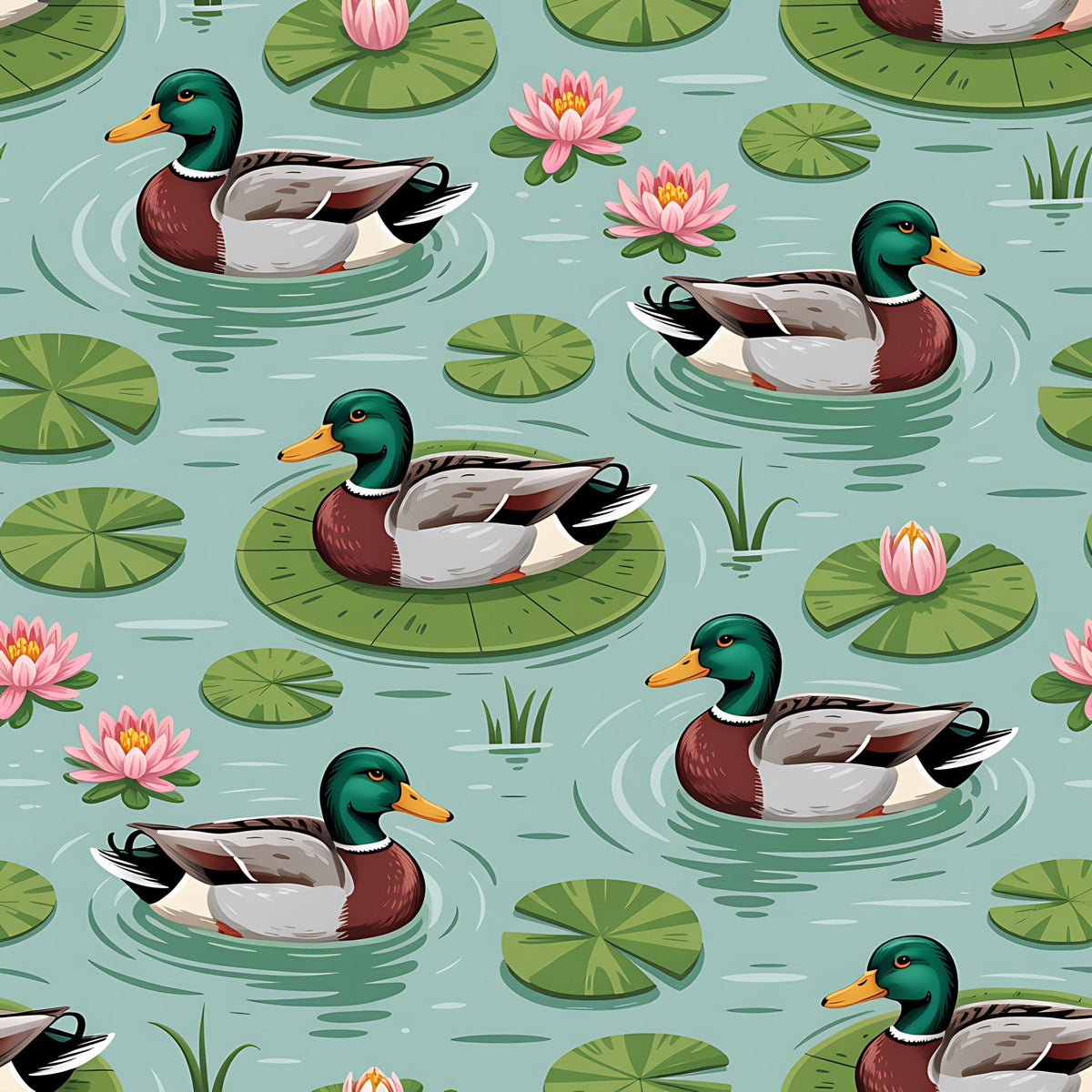 Drakes and Lilies Pattern 11 Fleece Fabric