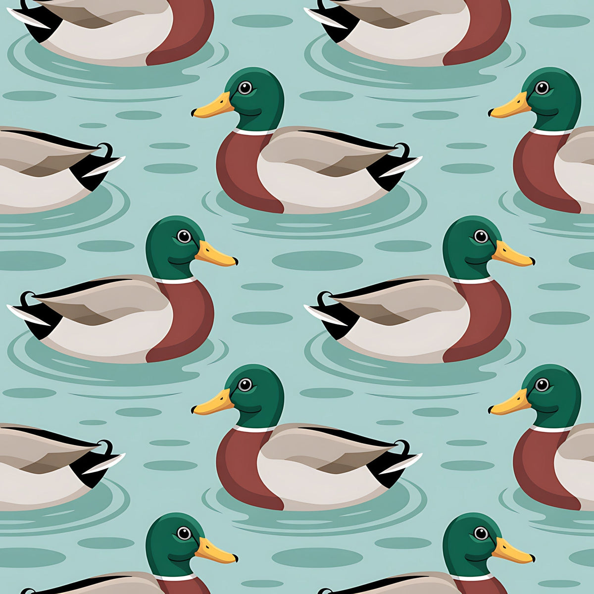Drakes and Lilies Pattern 15 Fleece Fabric