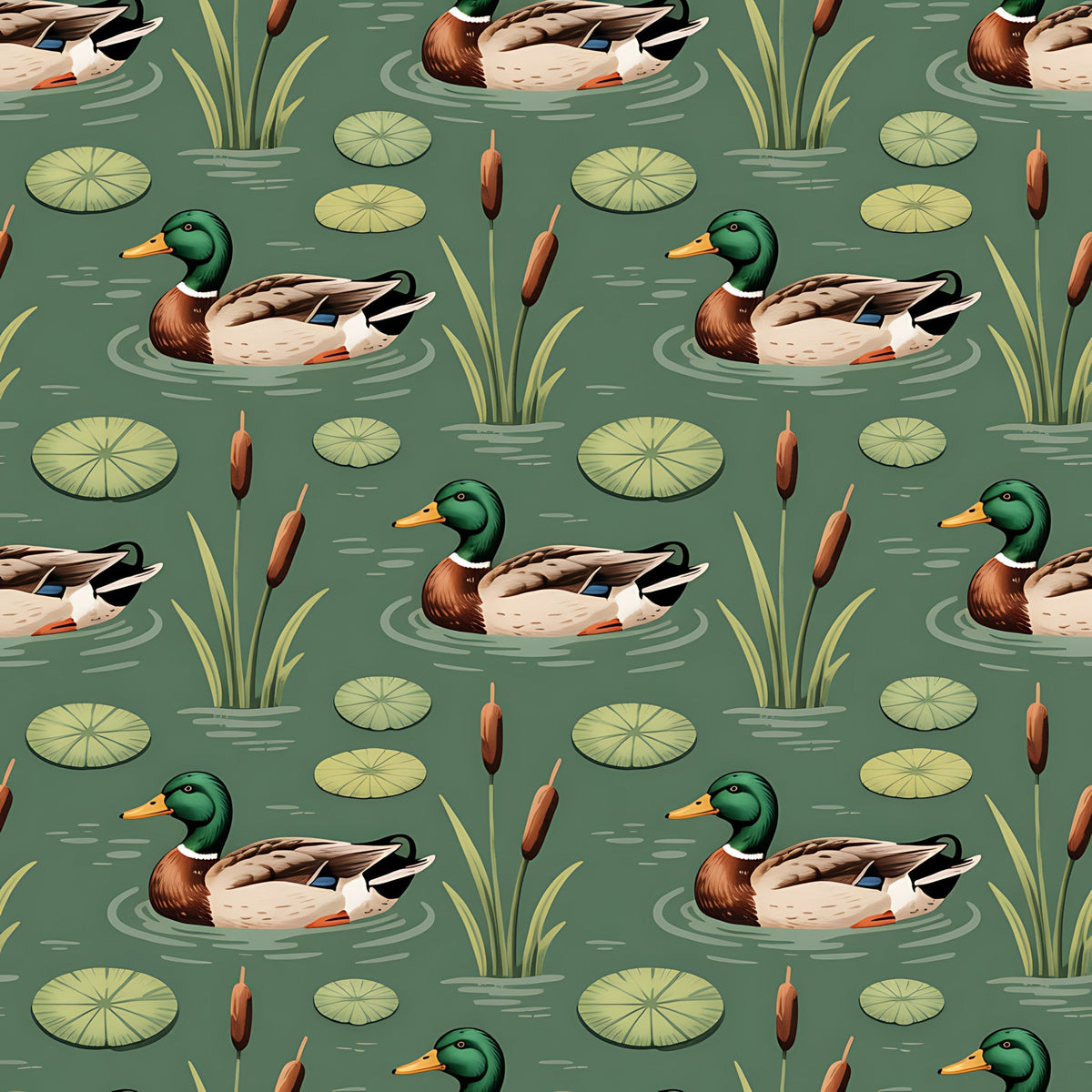 Drakes and Lilies Pattern 16 Fleece Fabric
