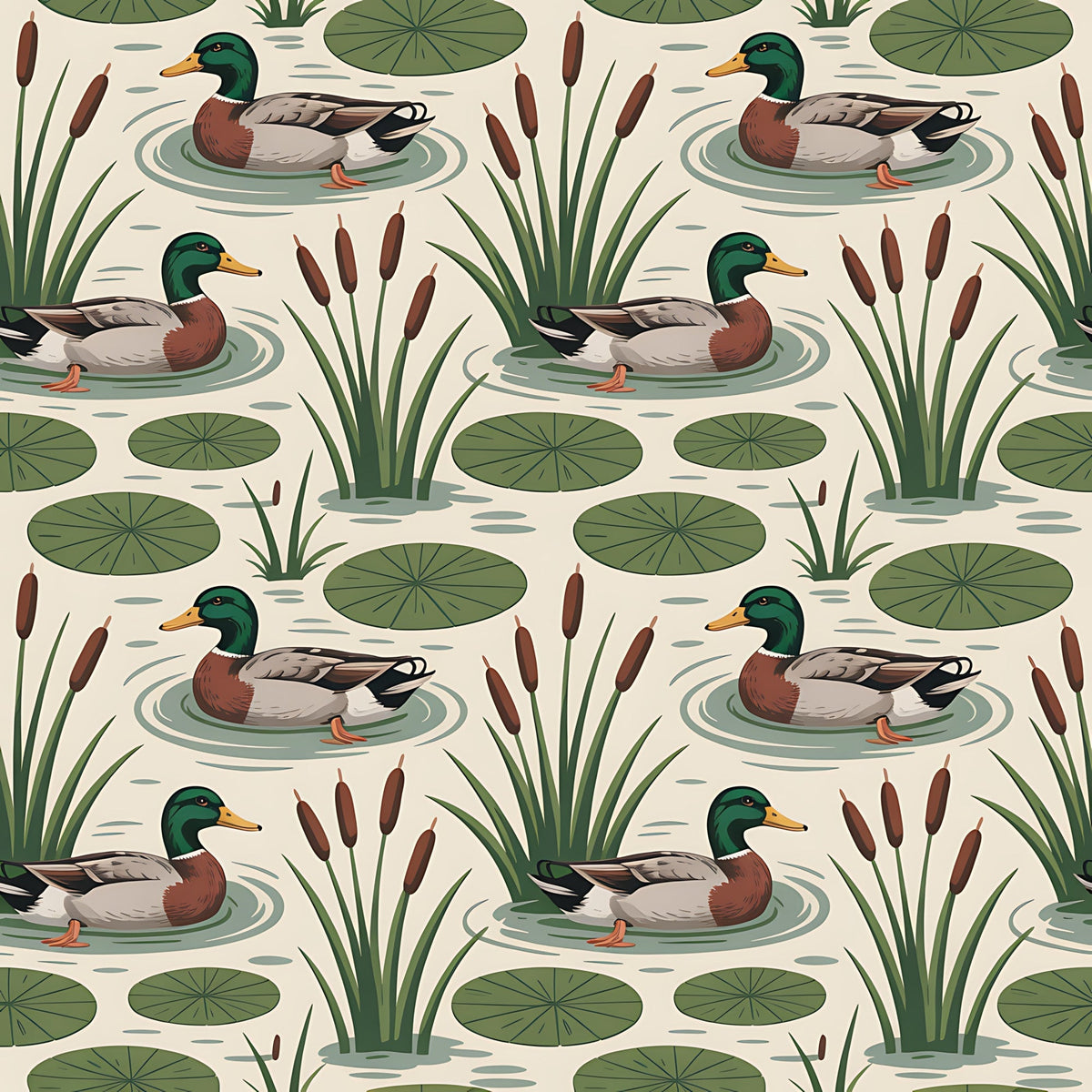 Drakes and Lilies Pattern 17 Fleece Fabric