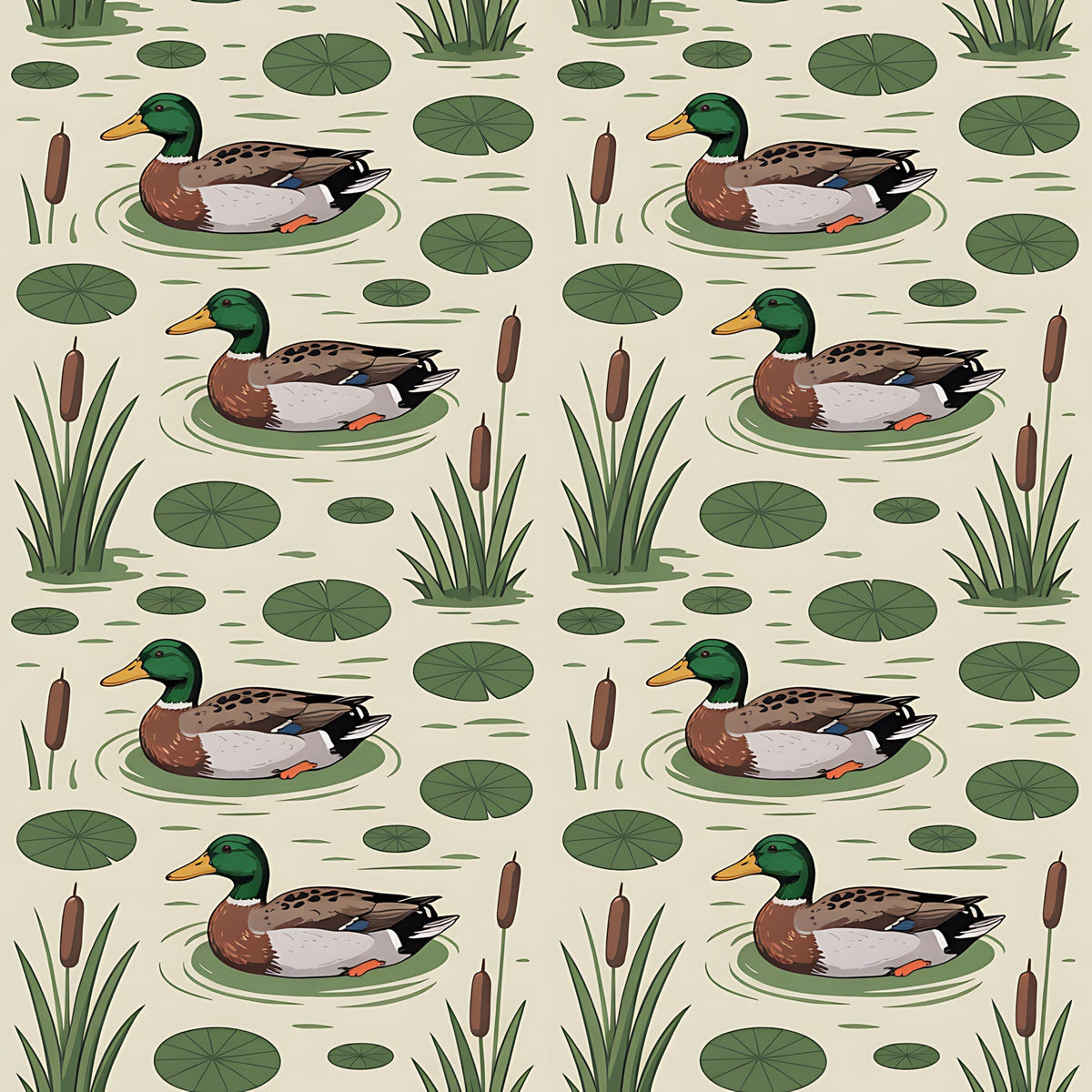 Drakes and Lilies Pattern 18 Fleece Fabric
