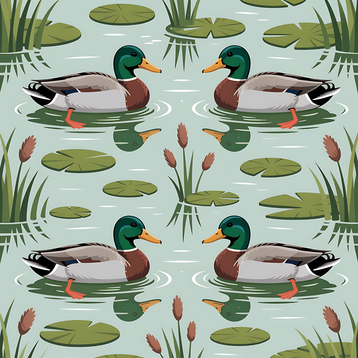 Drakes and Lilies Pattern 23 Fleece Fabric