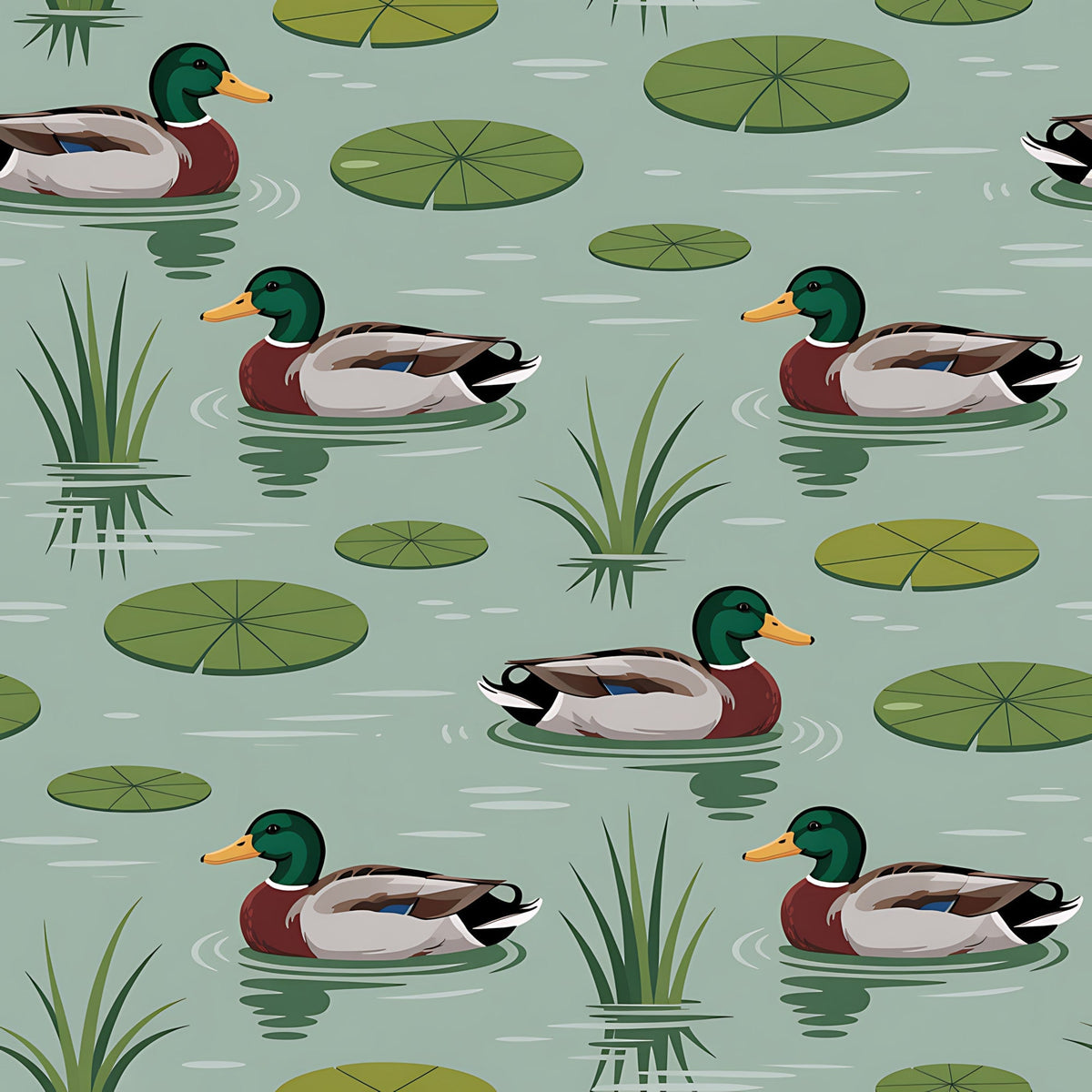 Drakes and Lilies Pattern 24 Fleece Fabric