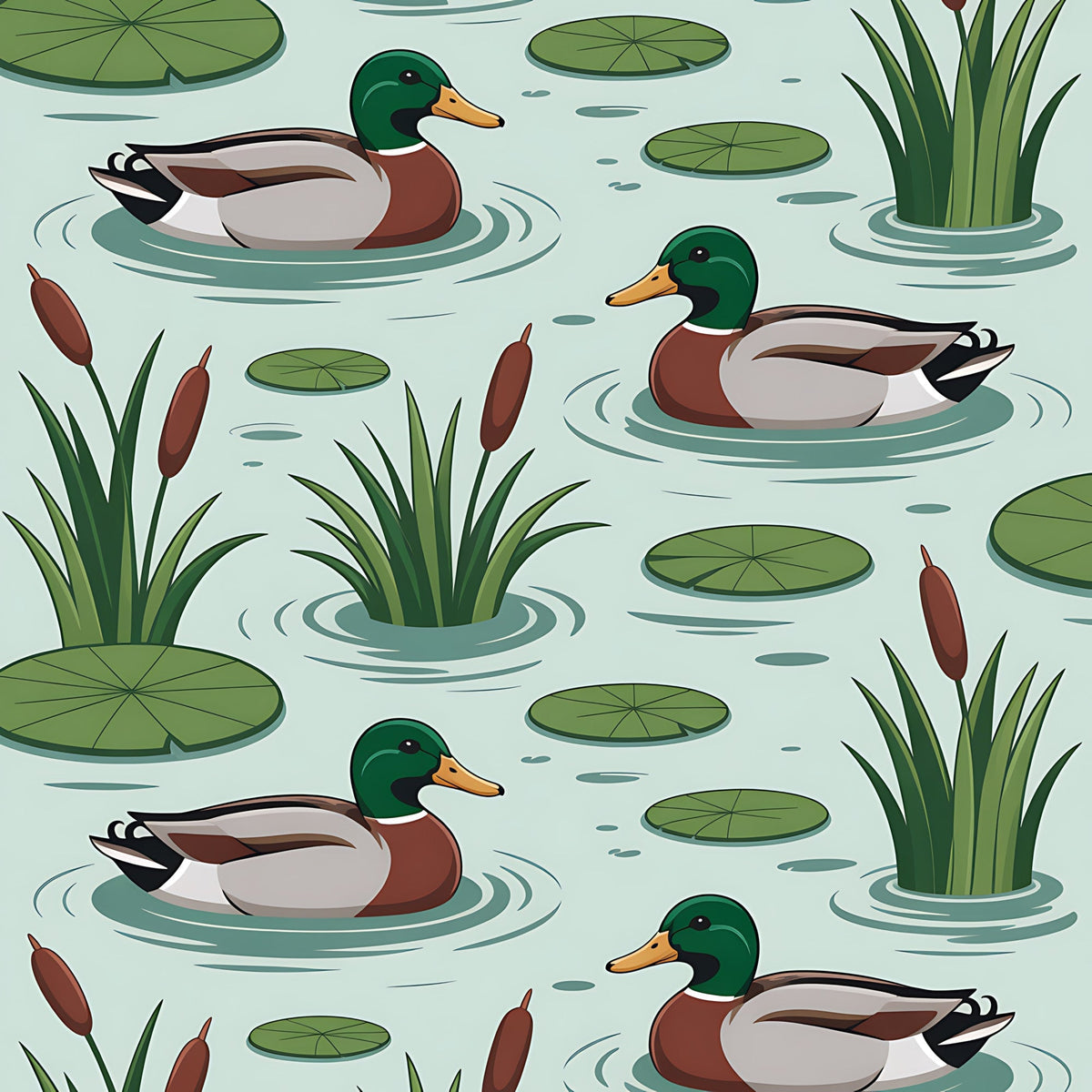Drakes and Lilies Pattern 3 Fleece Fabric