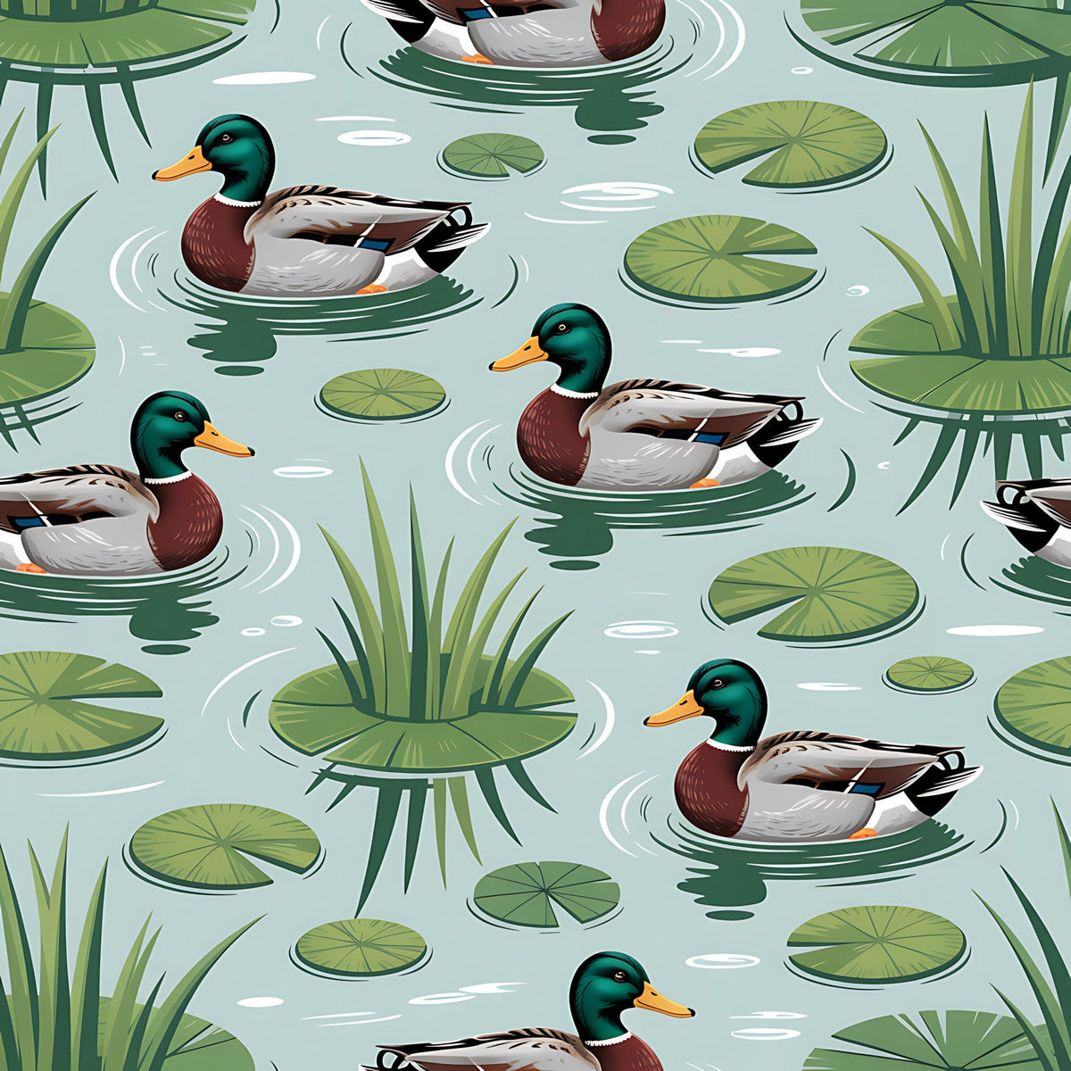Drakes and Lilies Pattern 4 Fleece Fabric