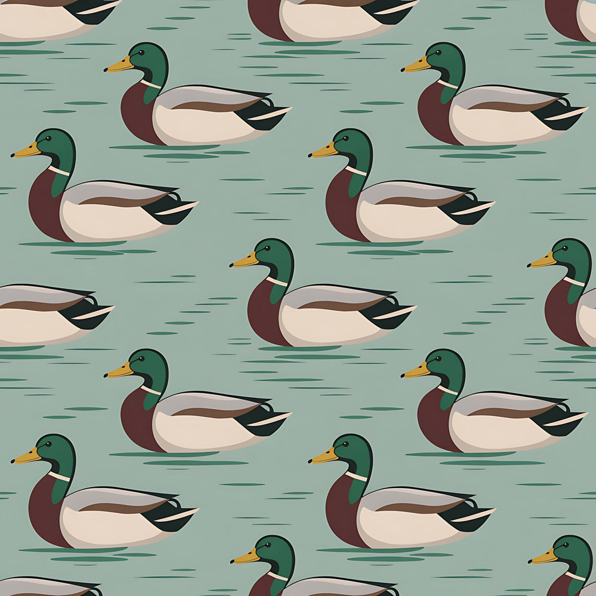 Drakes and Lilies Pattern 7 Fleece Fabric