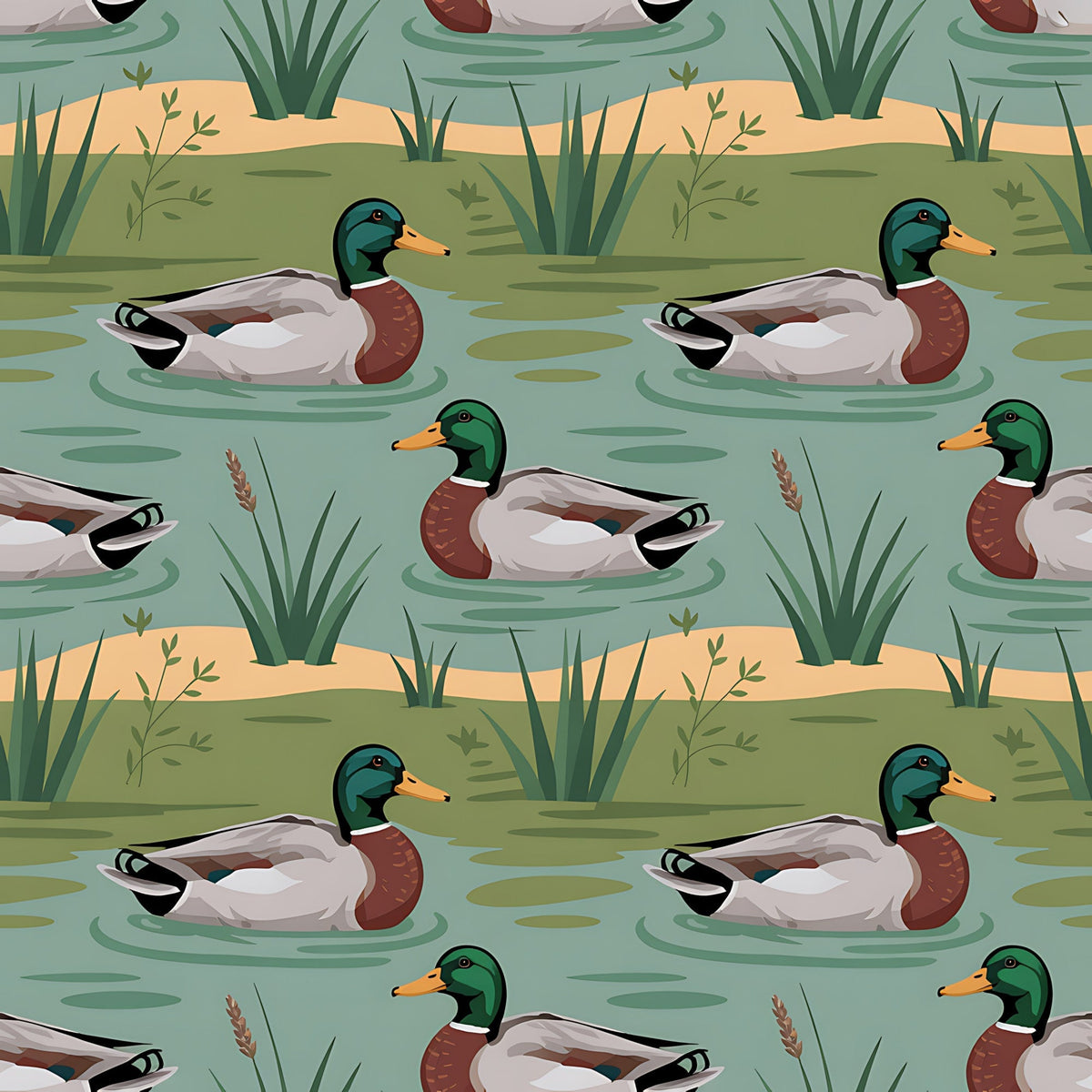 Drakes and Lilies Pattern 8 Fleece Fabric