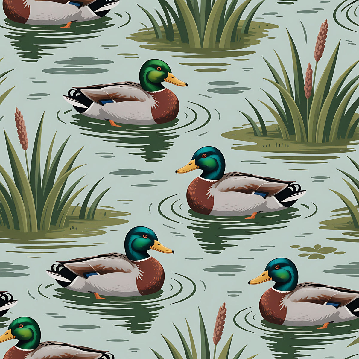 Drakes and Lilies Pattern 9 Fleece Fabric