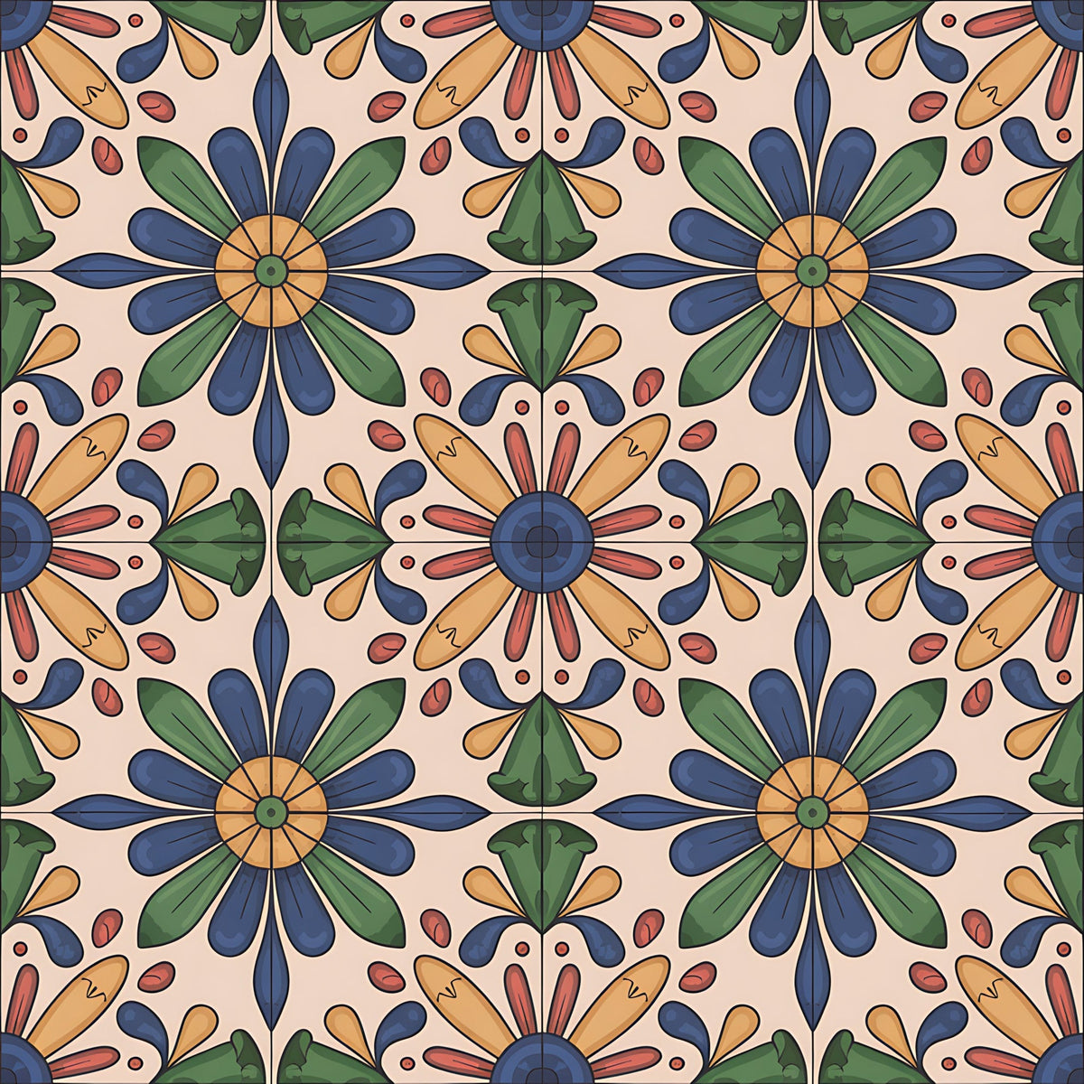 Fiesta Tiles Pattern 10 Fleece Fabric