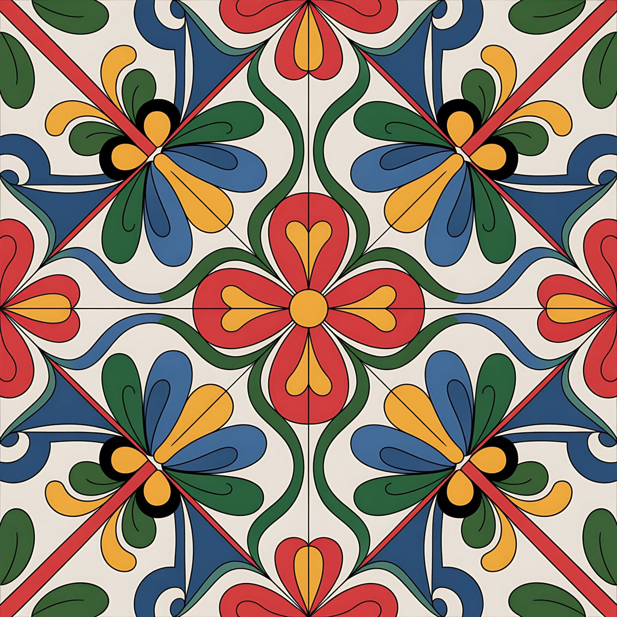 Fiesta Tiles Pattern 12 Fleece Fabric
