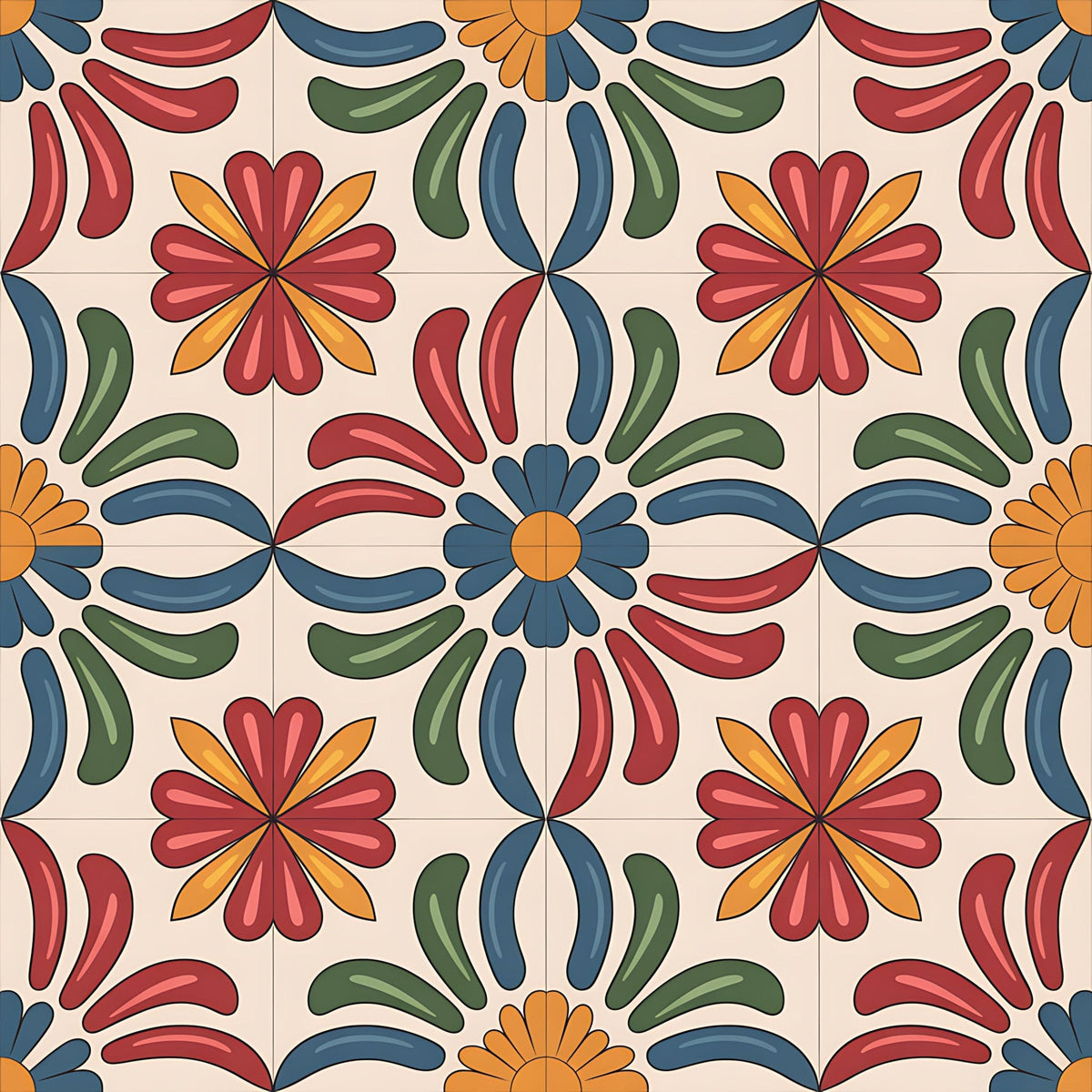 Fiesta Tiles Pattern 13 Fleece Fabric