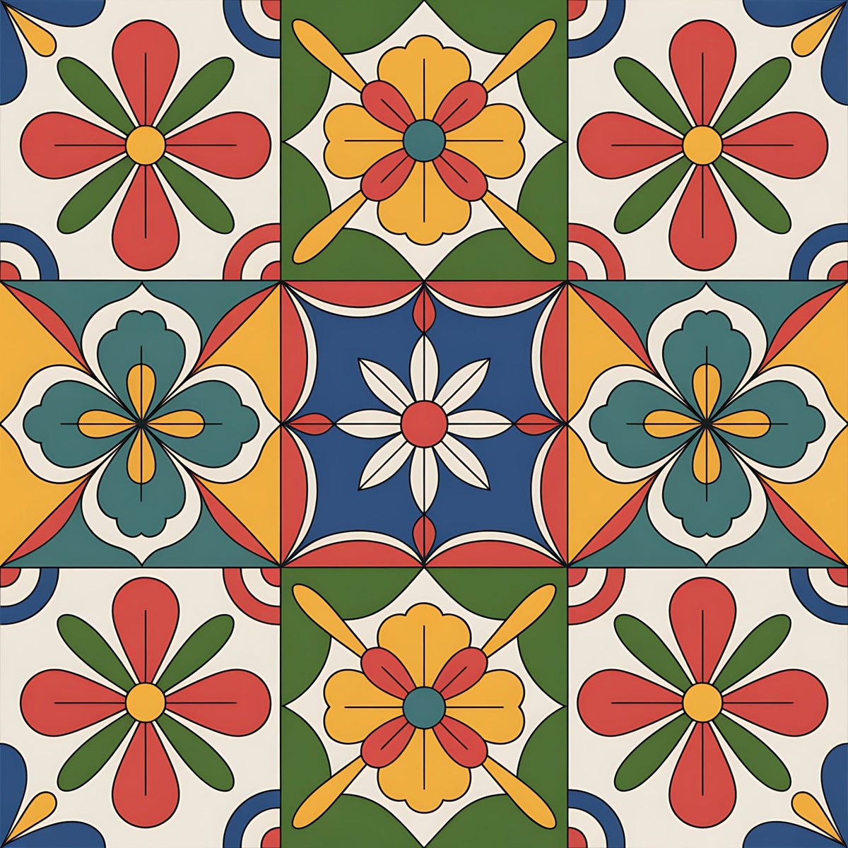 Fiesta Tiles Pattern 14 Fleece Fabric
