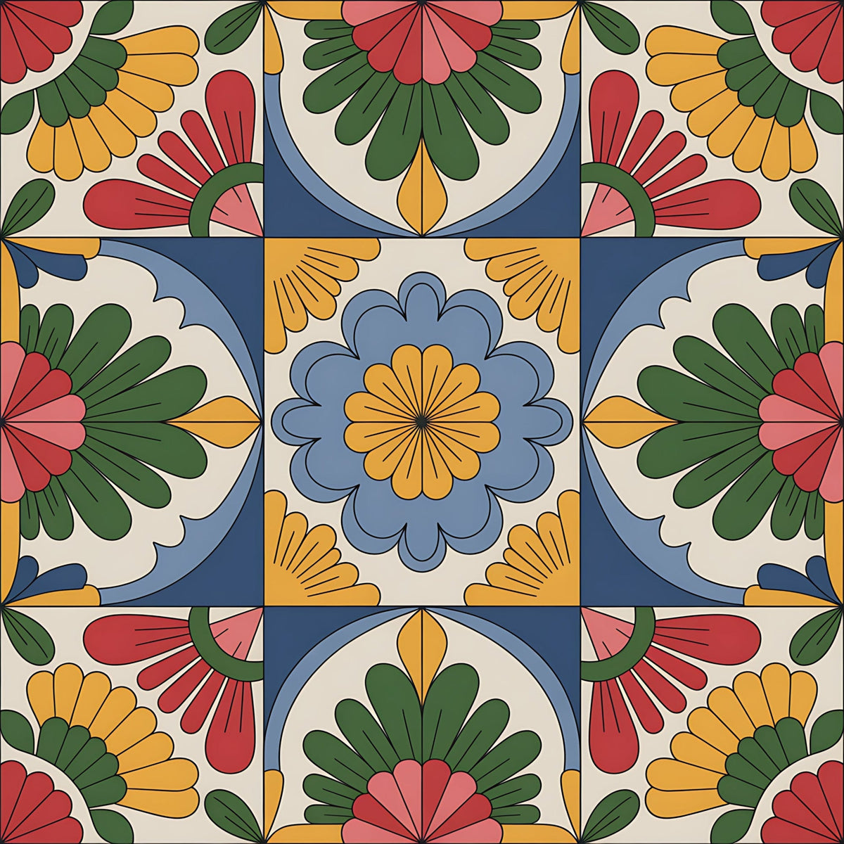Fiesta Tiles Pattern 16 Fleece Fabric