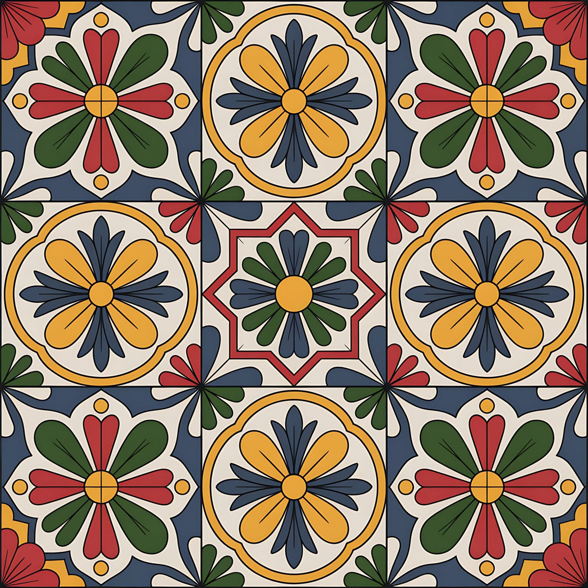 Fiesta Tiles Pattern 17 Fleece Fabric