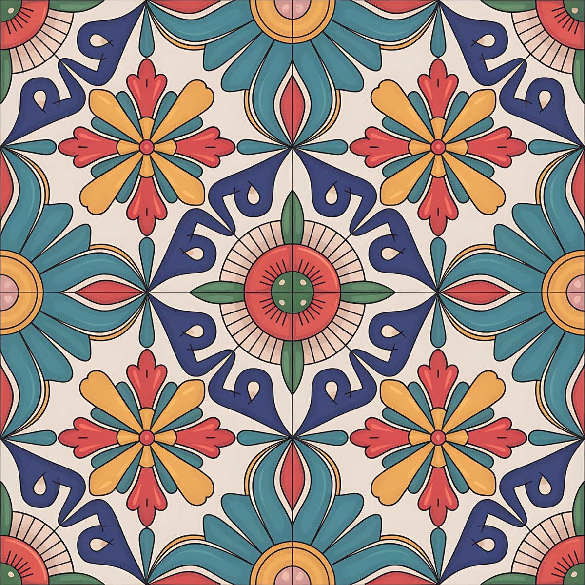 Fiesta Tiles Pattern 18 Fleece Fabric