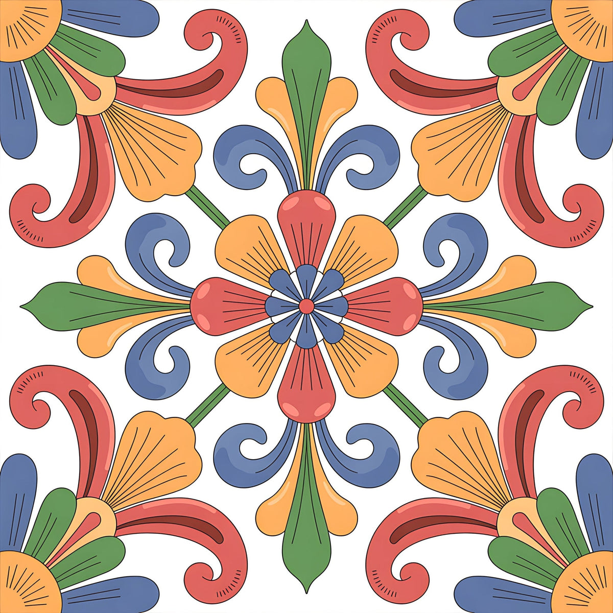 Fiesta Tiles Pattern 2 Fleece Fabric
