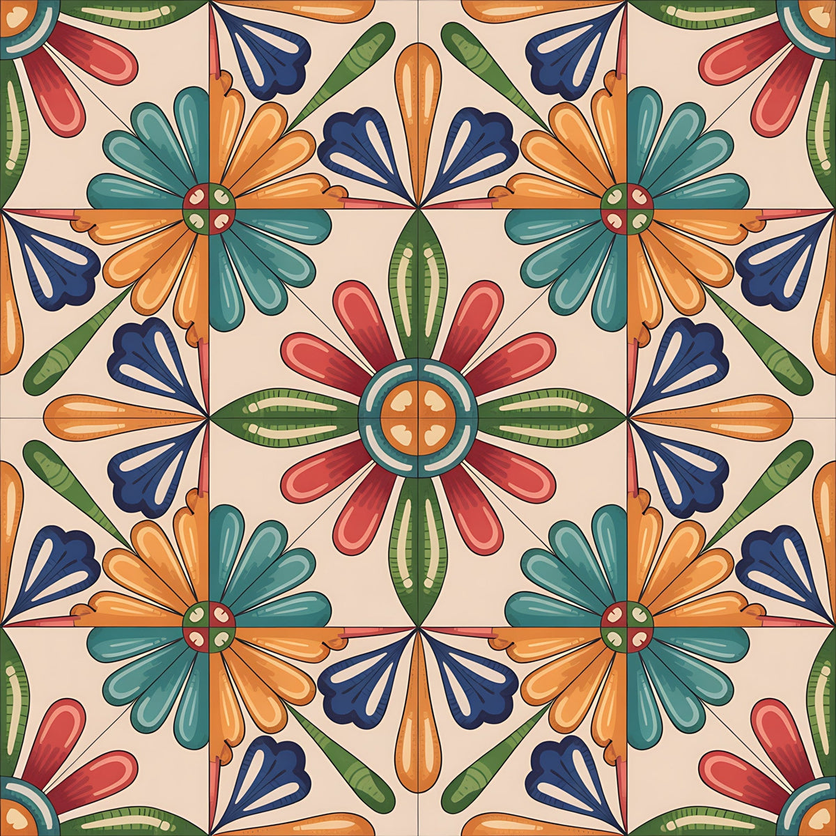 Fiesta Tiles Pattern 22 Fleece Fabric