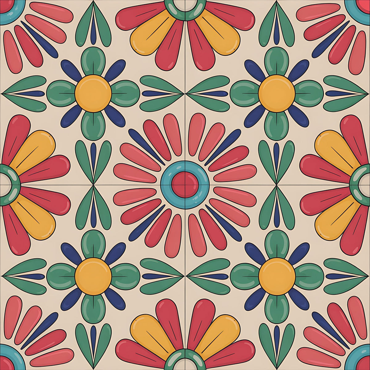 Fiesta Tiles Pattern 23 Fleece Fabric