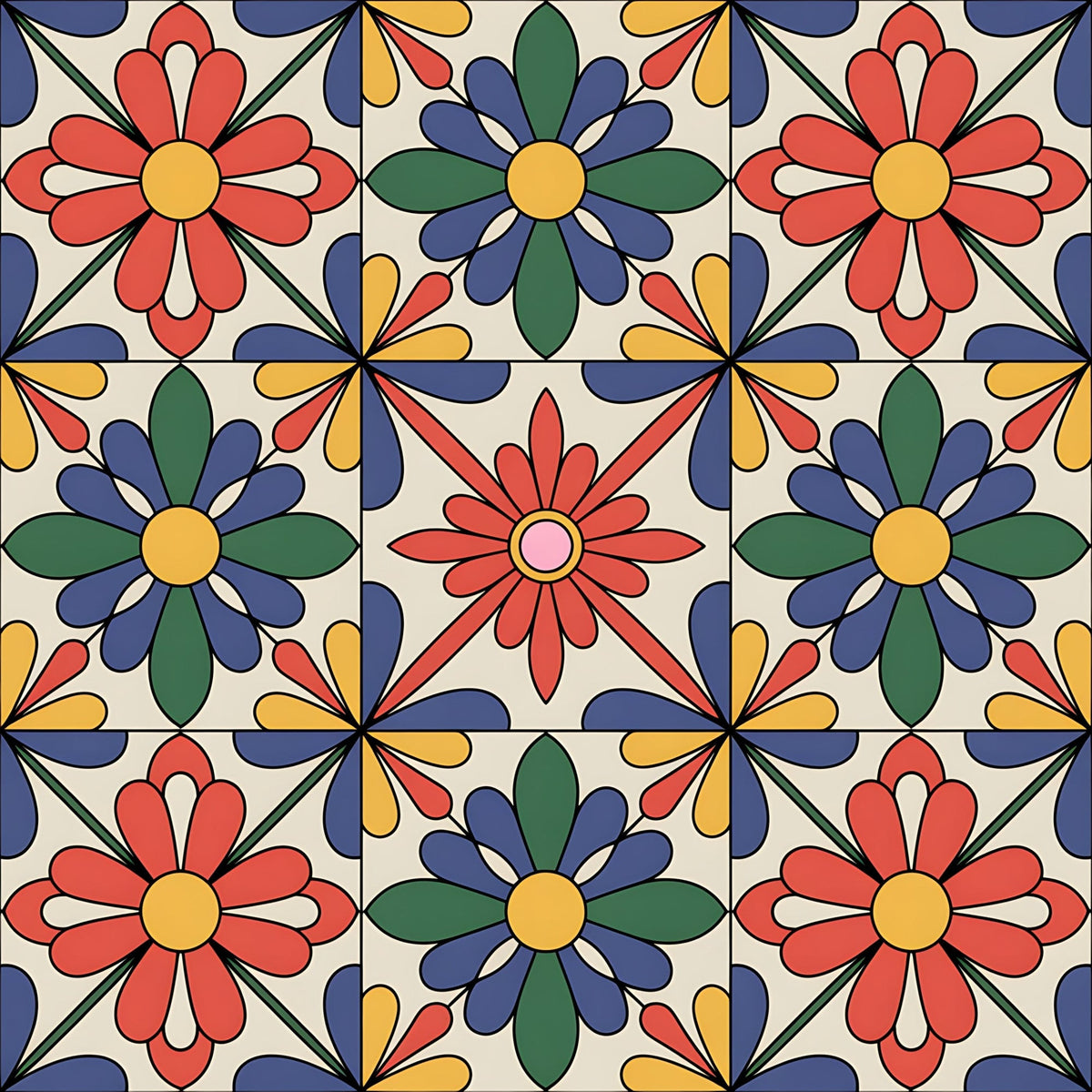 Fiesta Tiles Pattern 25 Fleece Fabric