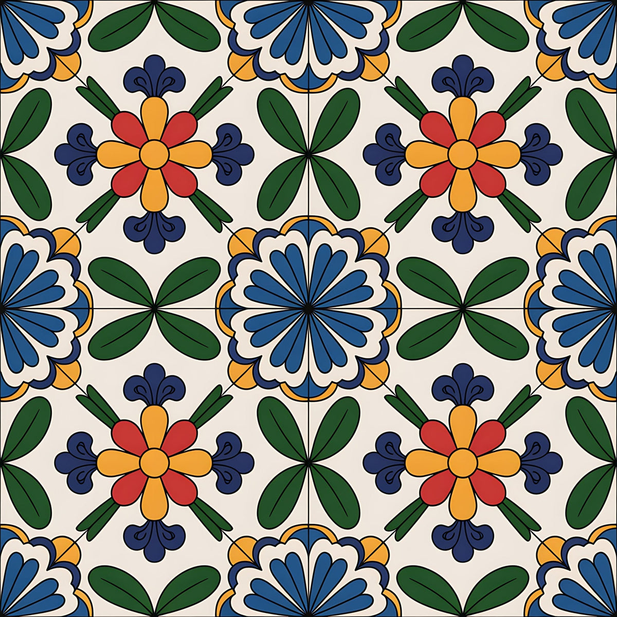 Fiesta Tiles Pattern 27 Fleece Fabric