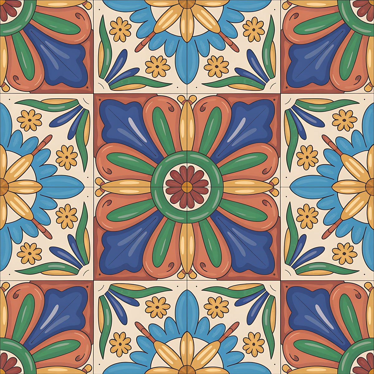 Fiesta Tiles Pattern 28 Fleece Fabric