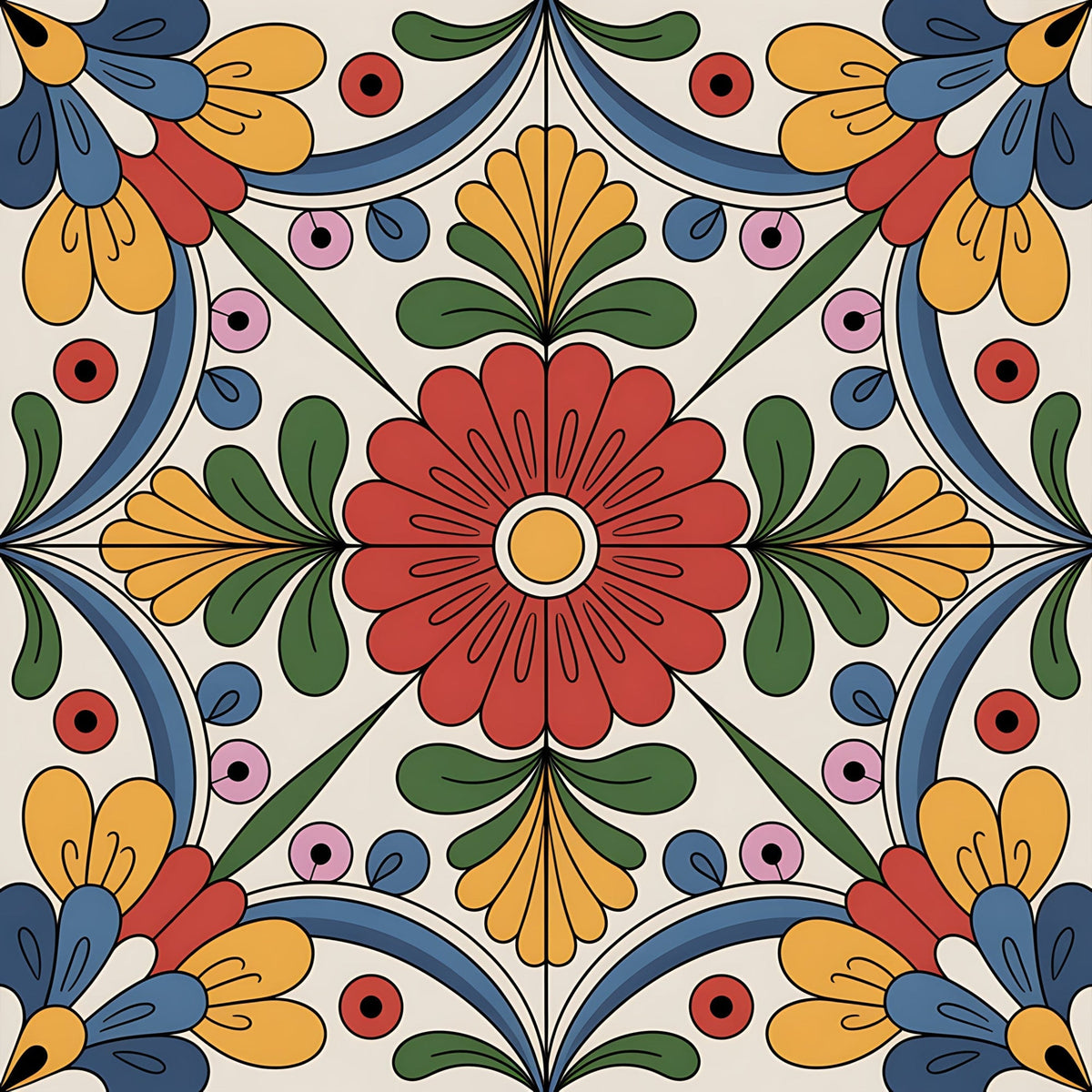 Fiesta Tiles Pattern 3 Fleece Fabric