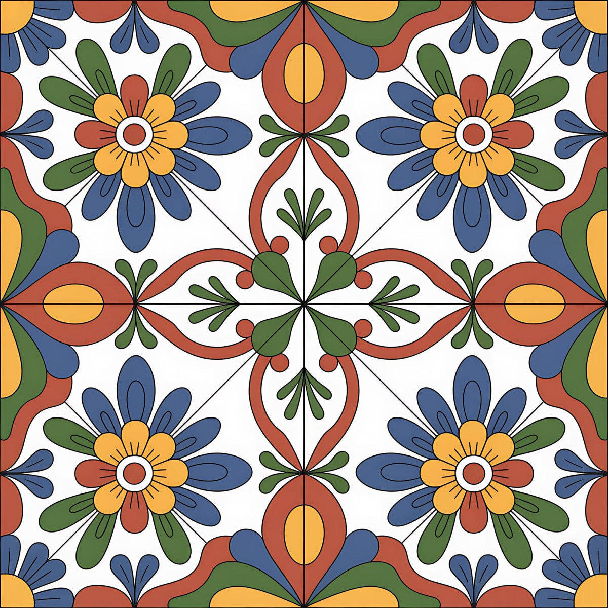 Fiesta Tiles Pattern 31 Fleece Fabric