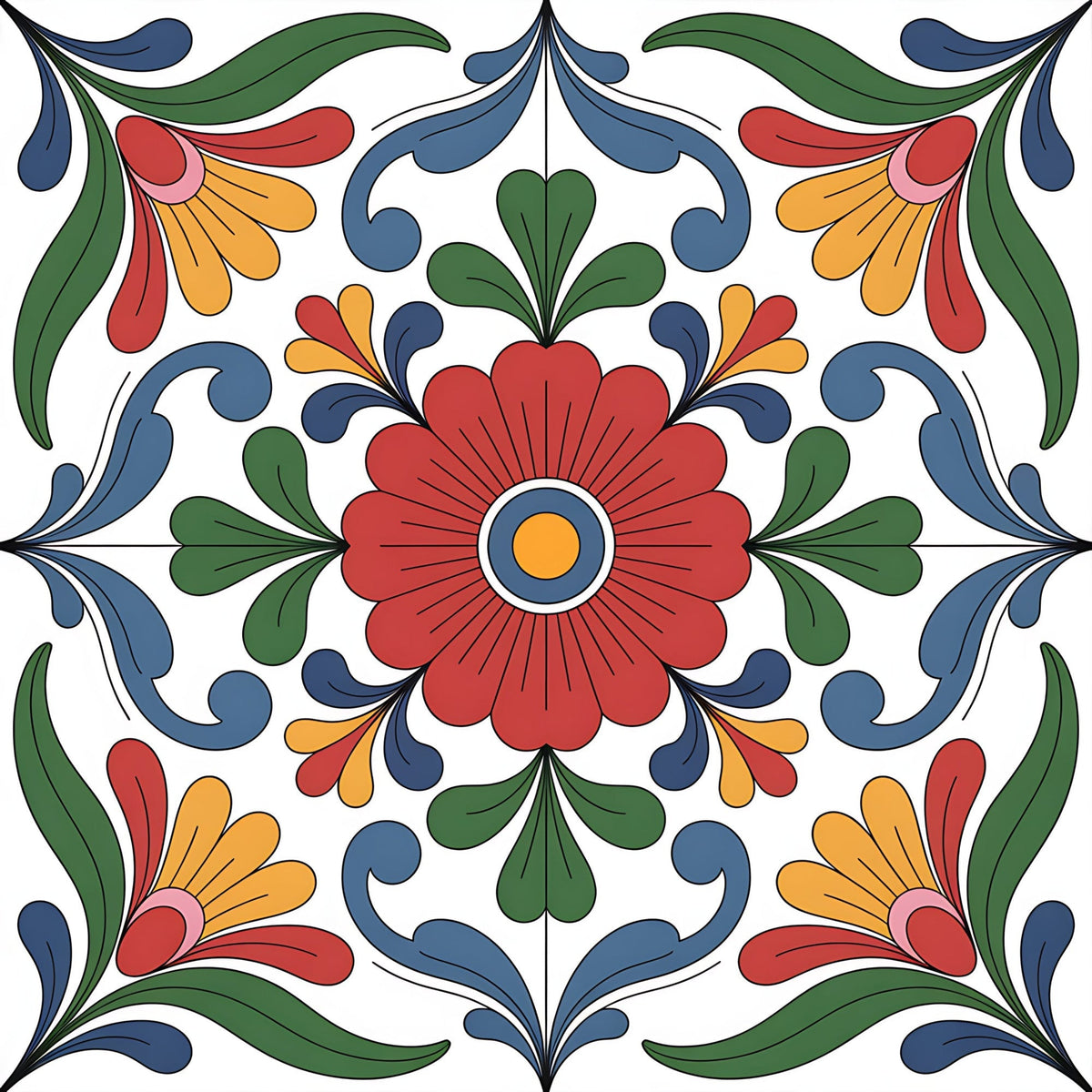 Fiesta Tiles Pattern 4 Fleece Fabric