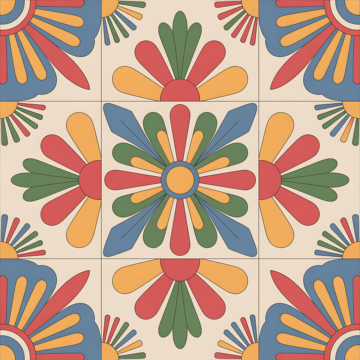 Fiesta Tiles Pattern 5 Fleece Fabric