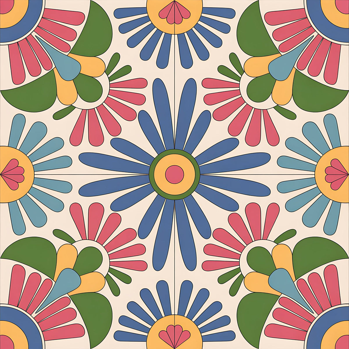 Fiesta Tiles Pattern 6 Fleece Fabric