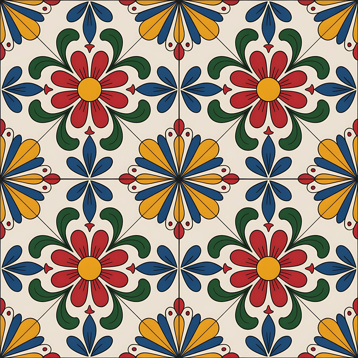 Fiesta Tiles Pattern 8 Fleece Fabric