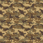 Camouflage pattern with shades of brown, tan, and green in an abstract, wavy design.