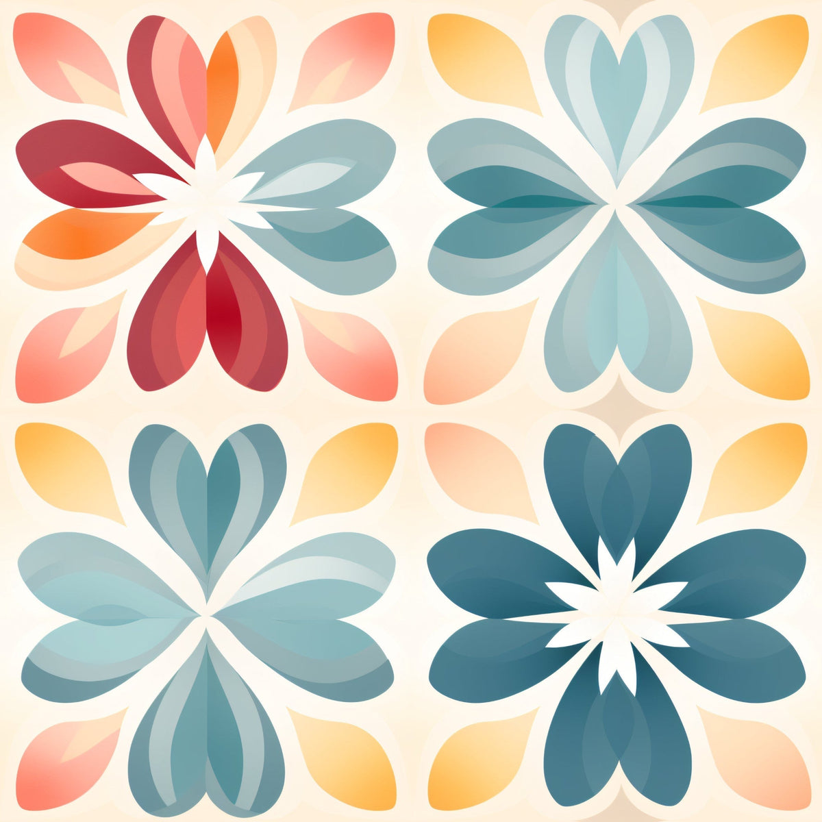 Kaleidoscope Blooms Pattern 4 Fleece Fabric