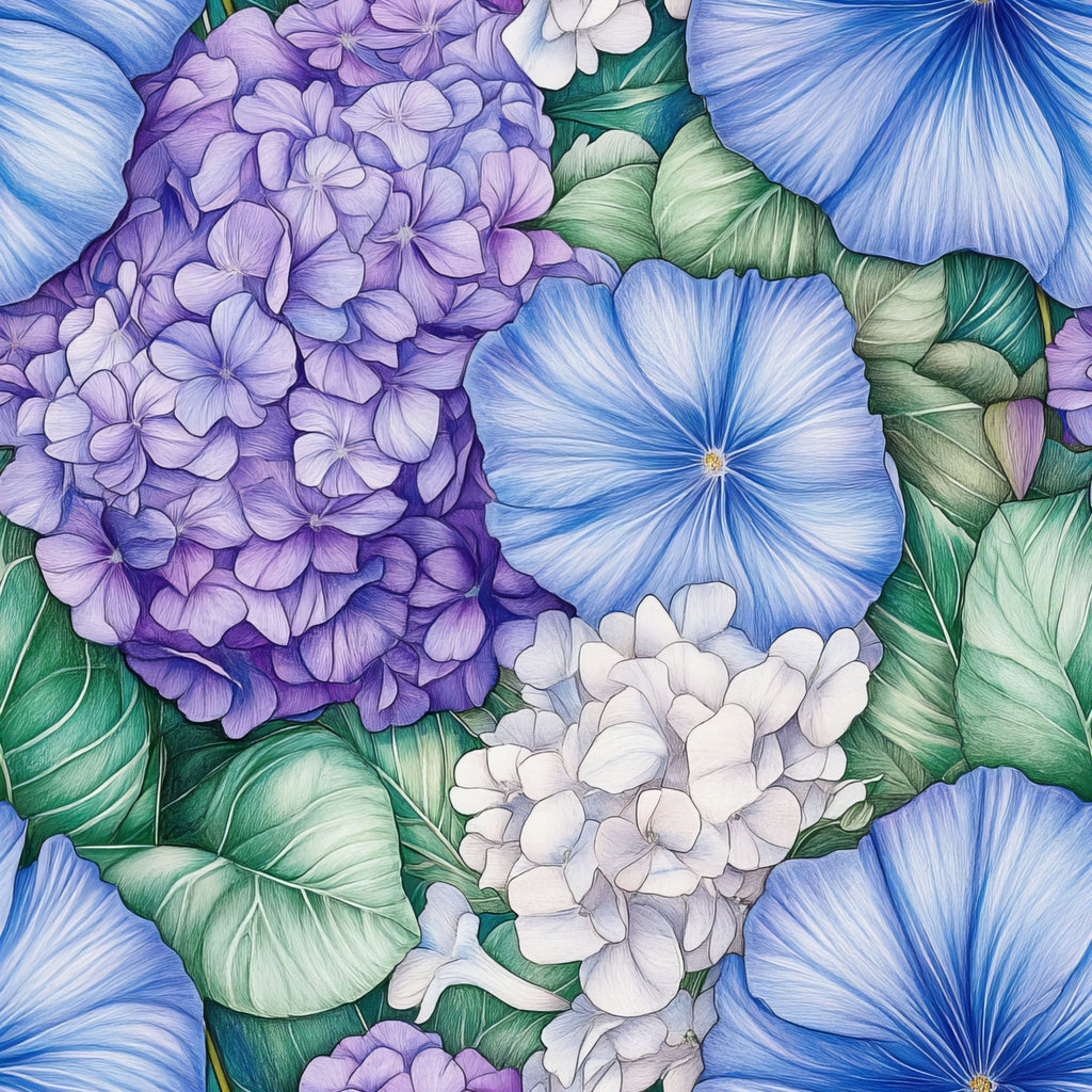 Periwinkle Garden Pattern 4 Fleece Fabric