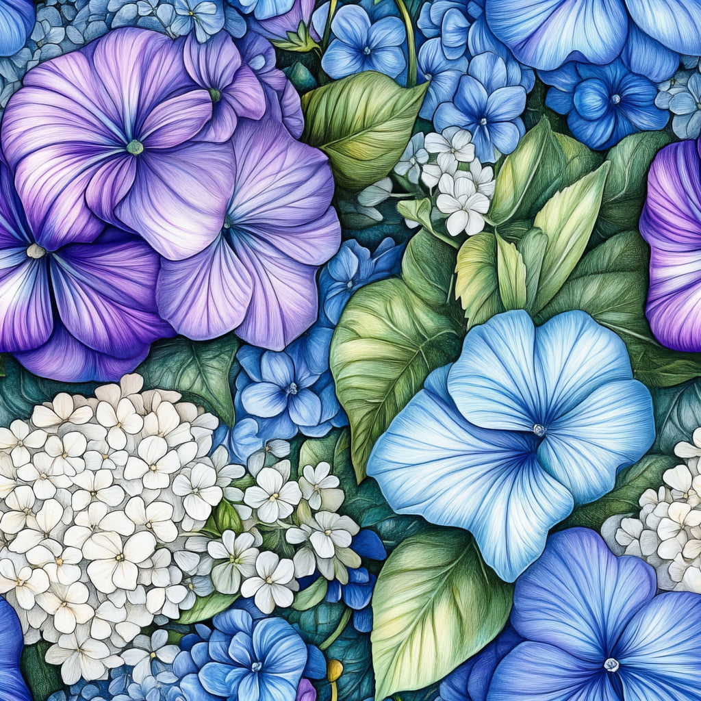 Periwinkle Garden Pattern 5 Fleece Fabric