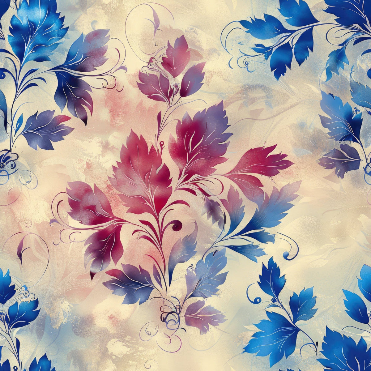 Faded Foliage Pattern 1 Fleece Fabric